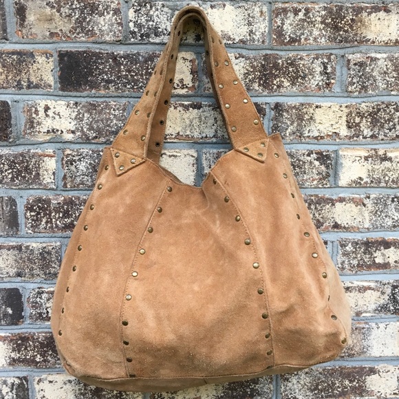 GAP Handbags - Gap Studded Suede Boho Hobo Slouch Handbag